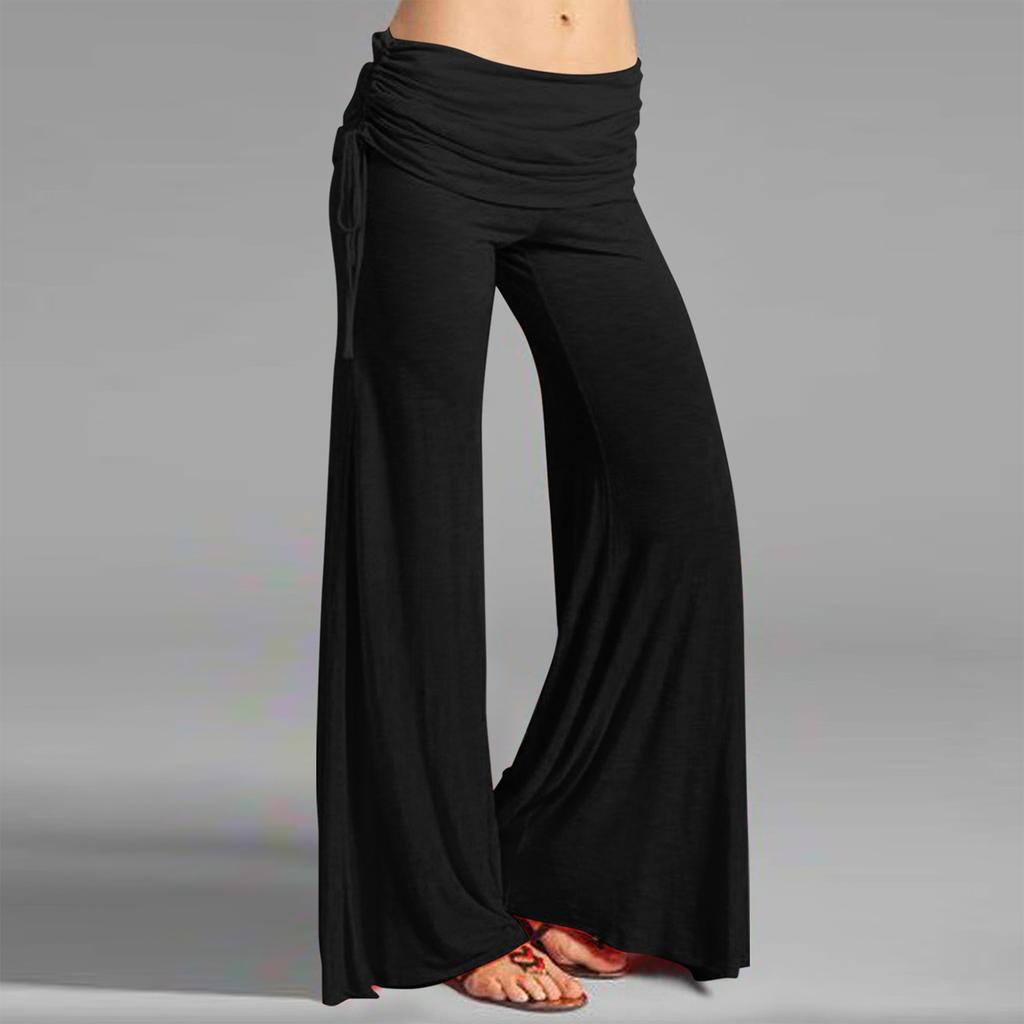 Women's High Waist Wide Leg Pants Casual Loose Fit Palazzo Lounge Yoga Pants with Drawstring