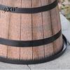 Large Plastic Flowerpot for Plants Rustic Barrel Style Plant Pots with Built-In Drainage Holes 8" Brown Plastic-Inspired Wood Finish Planter
