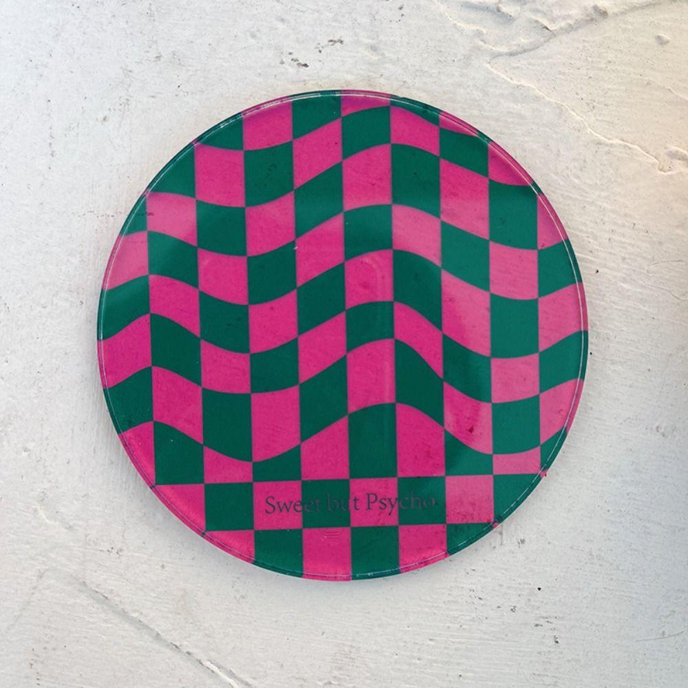 Heat Insulation Retro Cup Mat Waterproof Simple Bowl Pad Checkerboard Acrylic Coaster Hotel
