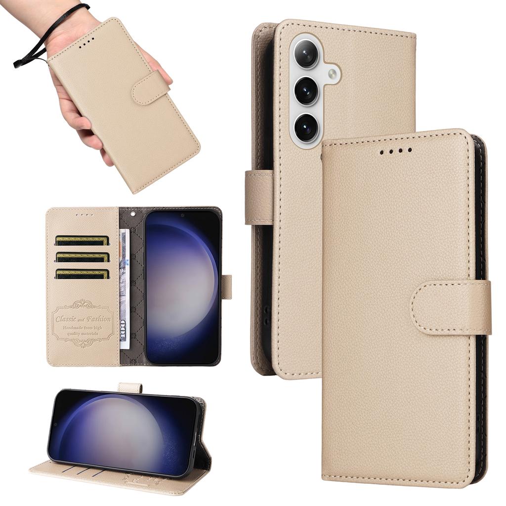 For Samsung Galaxy S24+/Galaxy S25+ Case RFID Blocking 3 Card Slots PU Leather Phone Cover with Wrist Strap