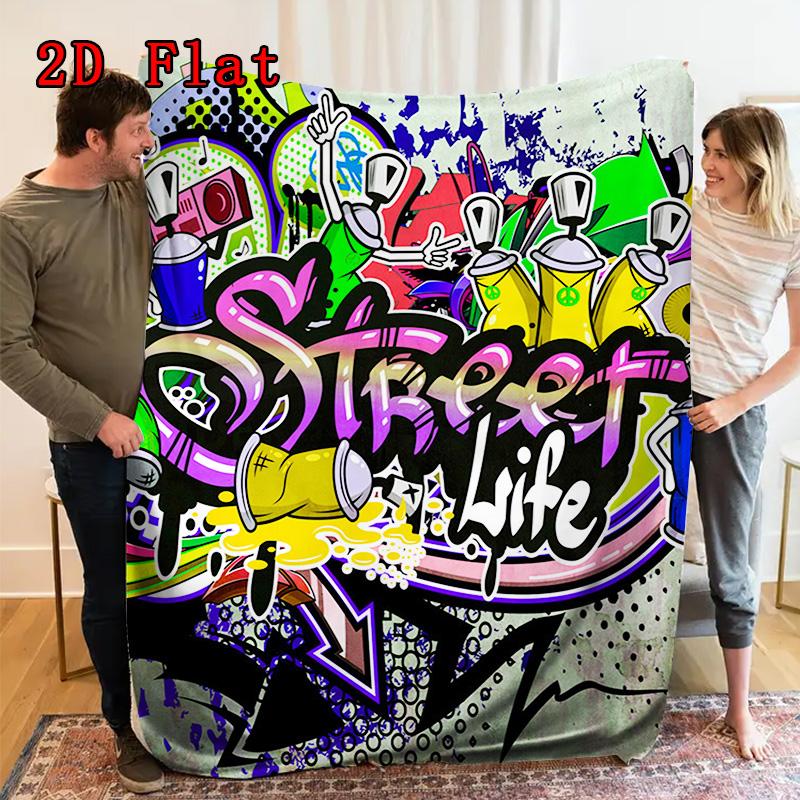 Street Art Graffiti 2D Flat Pattern Flannel Blanket High quality All Seasons Warmth and Comfort Perfect for Christmas Gifts.MMT0918319