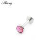 Alisouy 1PC Stainless Steel Opal Stone Labret Lip Tongue Rings Ear Tragus Helix Cartilage Stud Earrings Piercing Body Jewelry