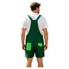 S-XXL Men Cartoon Dinosaur Printed Overalls Pajamas Back Color Blocking Pockets Adjustable Straps Bib Shorts Rompers Sleepwear