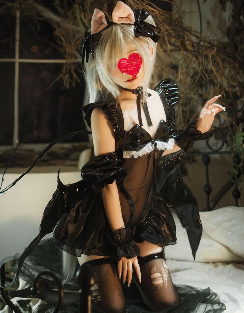 Adult Anime Game Open Chest Sexy Cool Cute Angel Style Little Devil Devil Witch Bodysuit Cosplay Costume Costume Transformation Disguise Black
