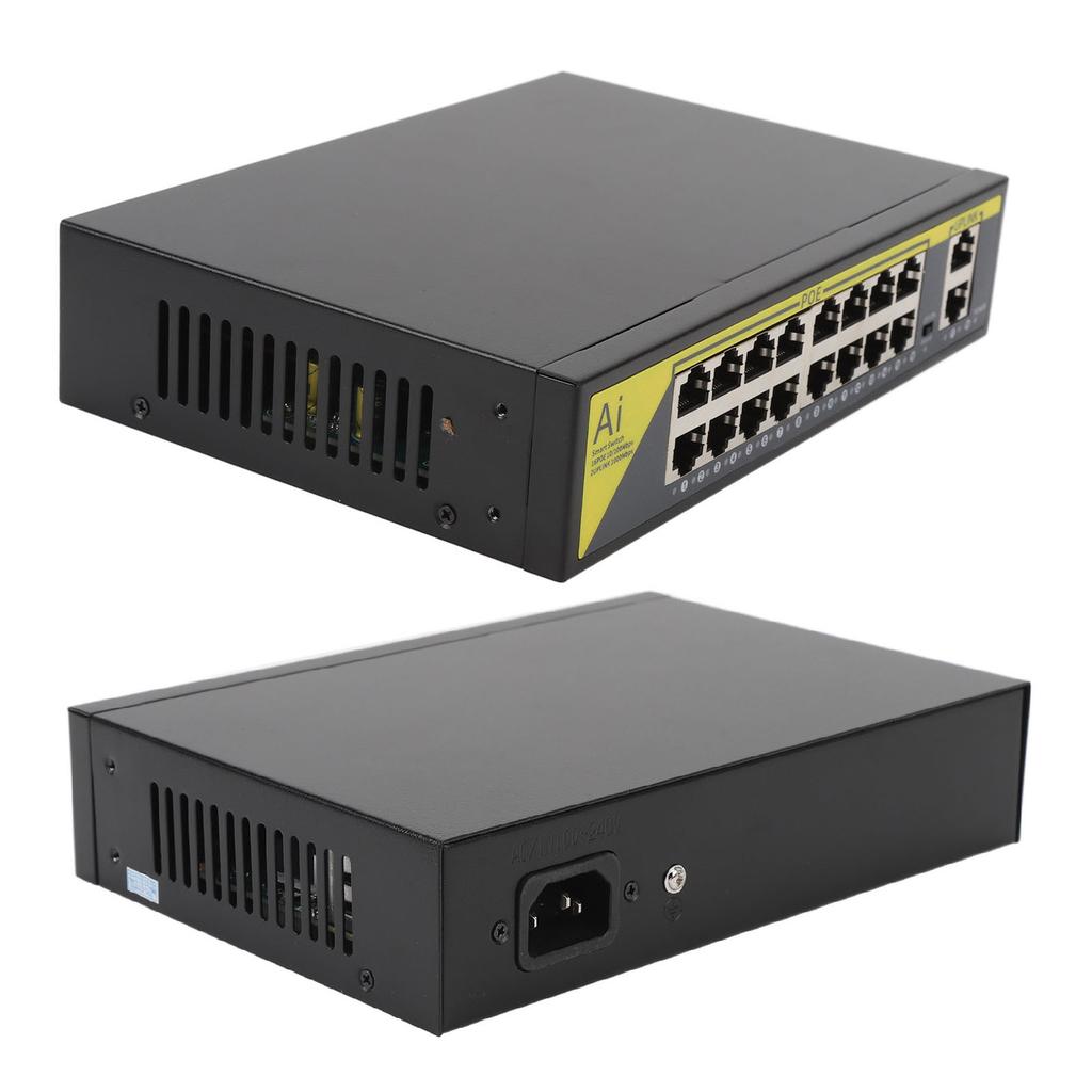 18 Port POE Switch Network Monitoring Excellent Heat Dissipation Noiseless Metal Shell Gigabit
