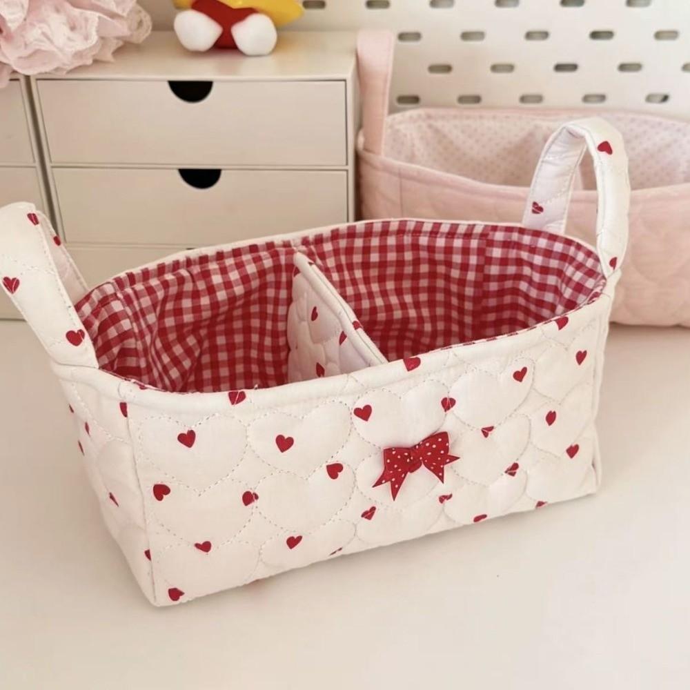 Cotton Small Quilted Storage Basket Square Cosmetic Organizer Home Supplies