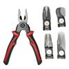Кусачки для проволоки, инструментальная сталь, 5 сменных головок, противоскользящая ручка из термопластичной резины, комбинированные плоскогубцы для кожи