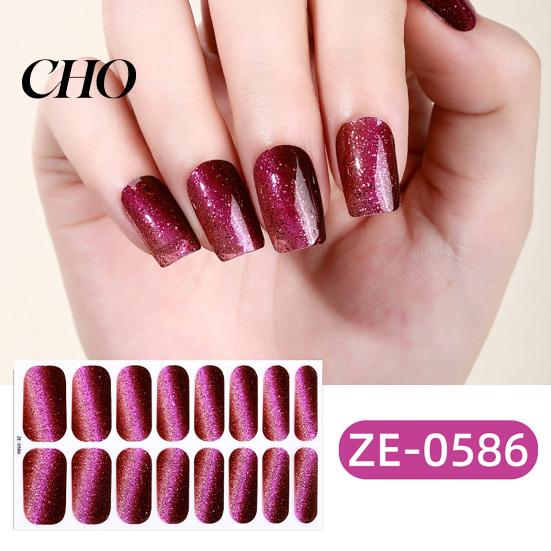 Home Manicure Decals Glitter Nail Polish Strips with File Easy Apply Remove Self Adhesive Women Art Full Sticker DIY Decoration Wrap Peel Stick Nails