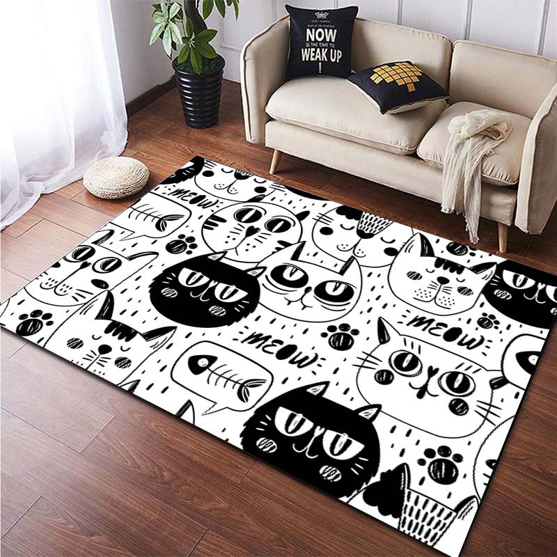 Милый ковер с мультяшным котом для йоги в гостиной, детский коврик для игр, коврик для ползания, придверный коврик, прекрасный котенок, домашний декор, напольные коврики
