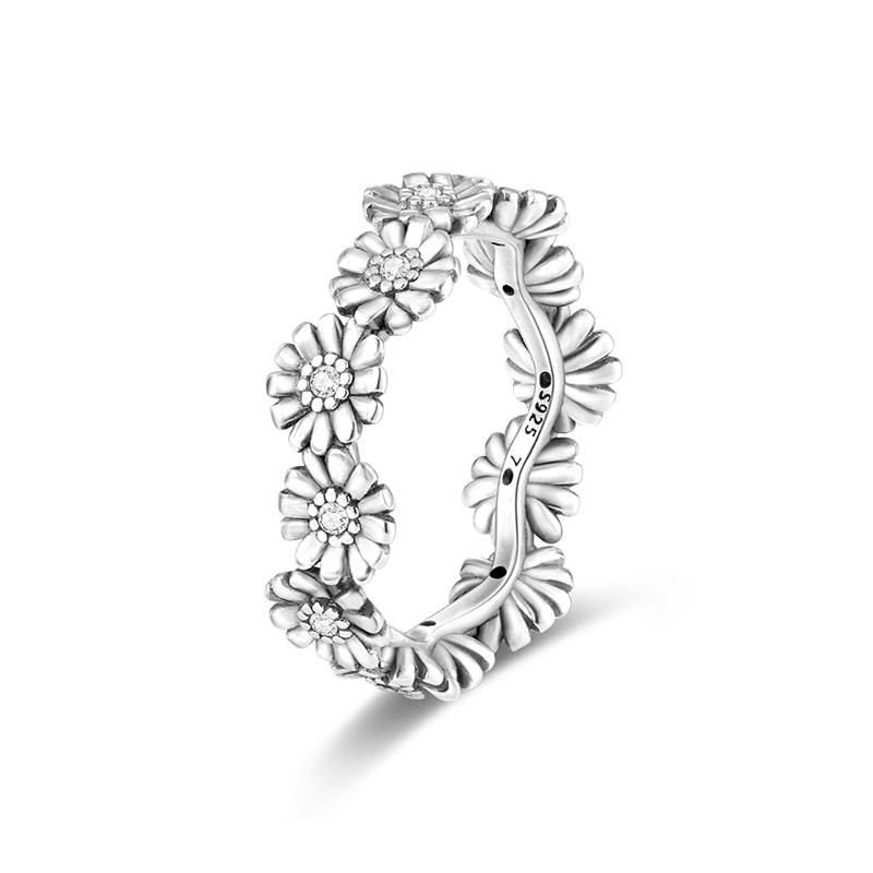 Модный тренд 925 Серебряное кольцо на палец Женские кольца Бесконечный цветок Принцесса Wishbone Сердце Обручальное кольцо Популярные ювелирные изделия Anillo