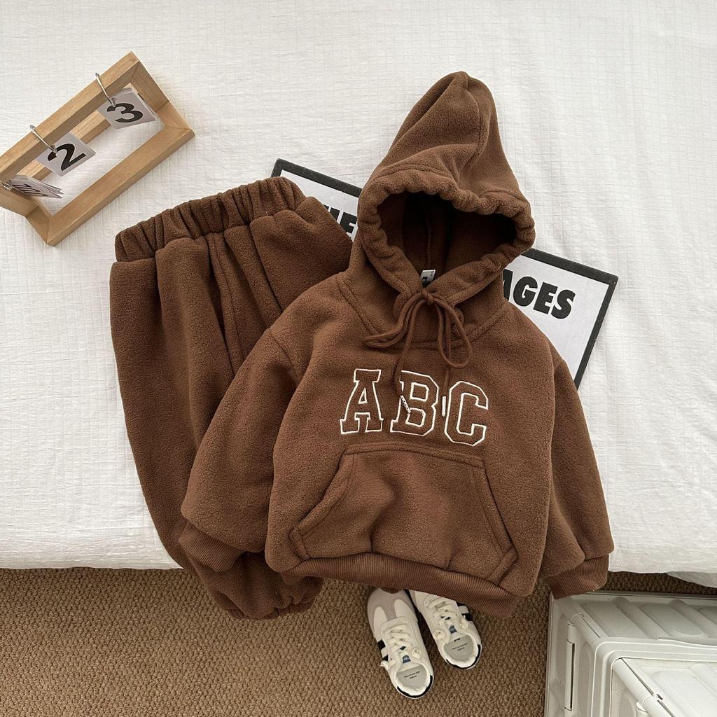Детский зимний комплект из толстовки с капюшоном и брюк с буквами алфавита - модный наряд унисекс