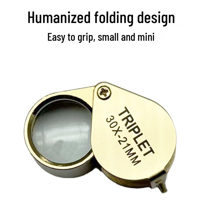 30x21mm High Magnification All-Metal Folding Magnifying Glass for Jewelry, Jadeite, Coins, and Antiques