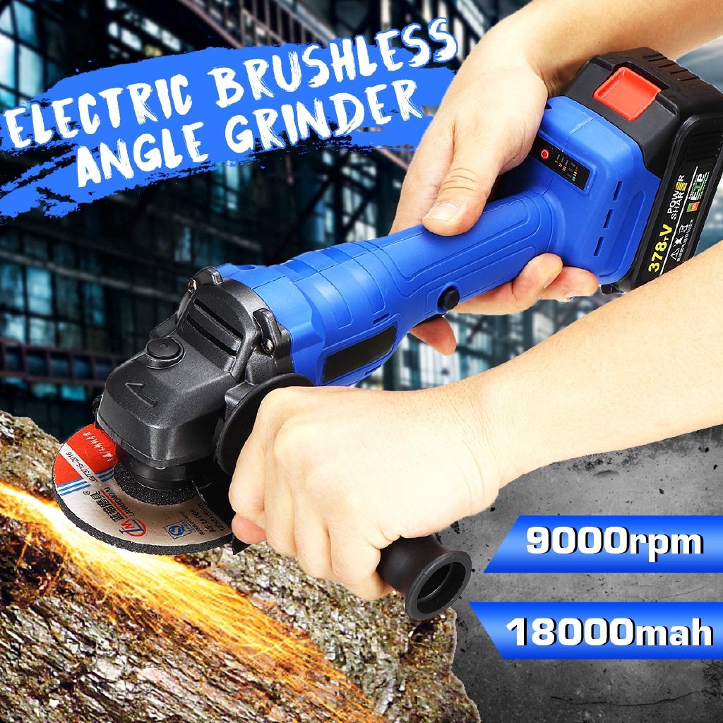 9000RPM Brushless Cordless Electric Angle Grinder Polishing Machine Angle Grinder Cutting Tool Black