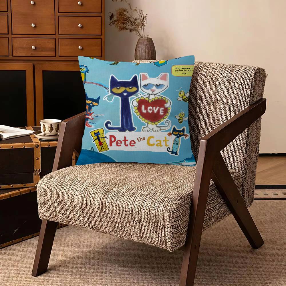 Cartoon PPete tthe CCat T Decorative Pillowcase Square Pillowcase Home Office Decorative Cushion Cover