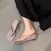 Slope Heel Gentle Evening Breeze Flip-flops Summer 2025 New French Temperament Elegant Purple Beach Shoes Women
