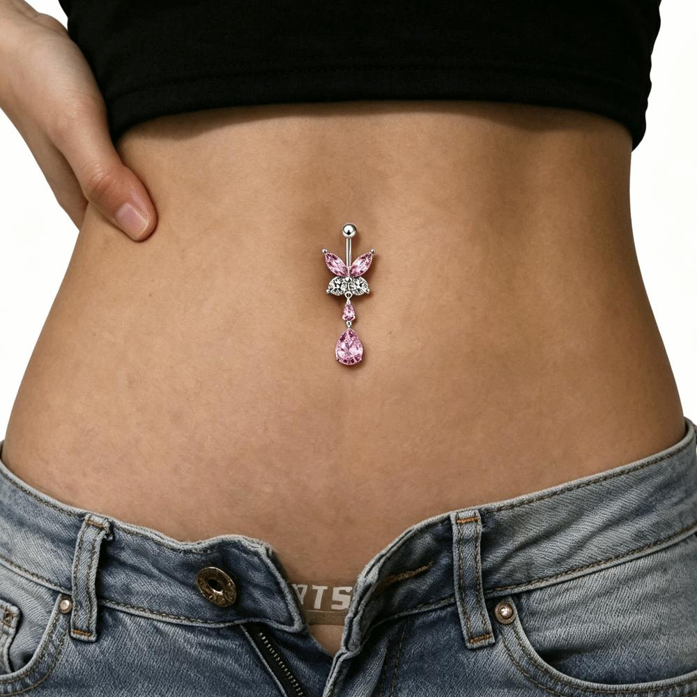 Zinc Zinc Alloy Butterfly Belly Button Ring Stainless Steel Dangled Navel Ring Body Piercing Jewelry Club