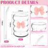 Набор из 4 стаканов по 12 унций из розового стекла с соломинками, стаканы для айс-кофе из рифленого стекла, стаканы для питья чая и сока, стаканы для воды, тамблеры, банты Ins