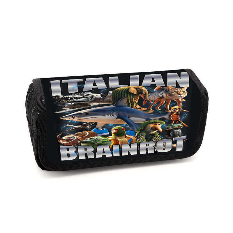 Brain rot pencil case Animation peripheral storage bag Stationery pencil case