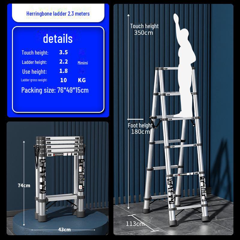 Многофункциональная складная телескопическая лестница из нержавеющей стали