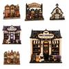 Wooden Haunted House Village Ornament Pumpkin Halloween Decor Statue Halloween Ornaments  Farmhouse