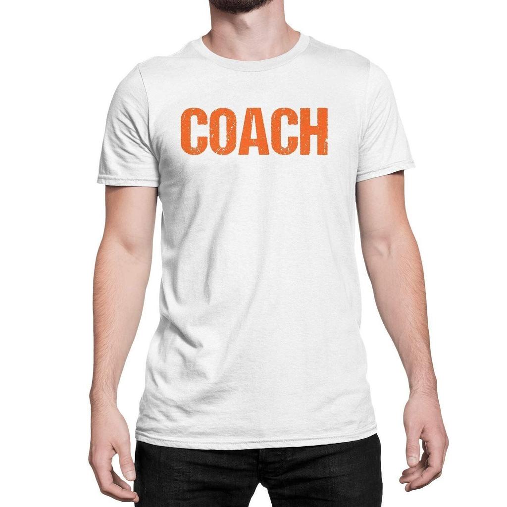 White & Orange Coach T-Shirt Adult Mens Tee Shirt Screen Printed Coaching Tshirt Unisex T-Shirt