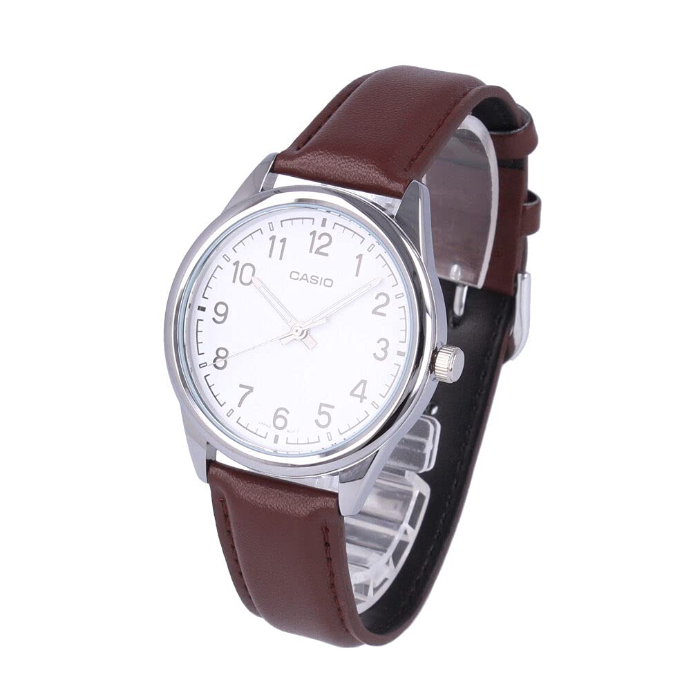 CASIO Casio Standard Dress Watch Analog Stainless Steel Leather Silver Brown White Men's MTP-V005L-7B4