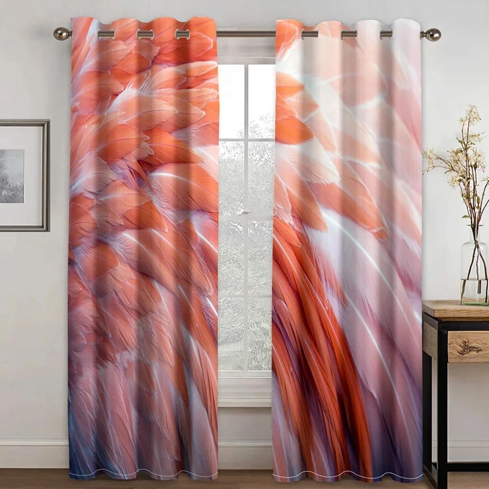 Высококачественные плотные затемняющие шторы с принтом фламинго, пляжа и моря, розовые животные для окон в гостиной, высокие затемняющие шторы, новые шторы