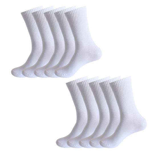 5 Pairs Cotton Crew Socks Stretchy Casual Calf Socks Ribbed