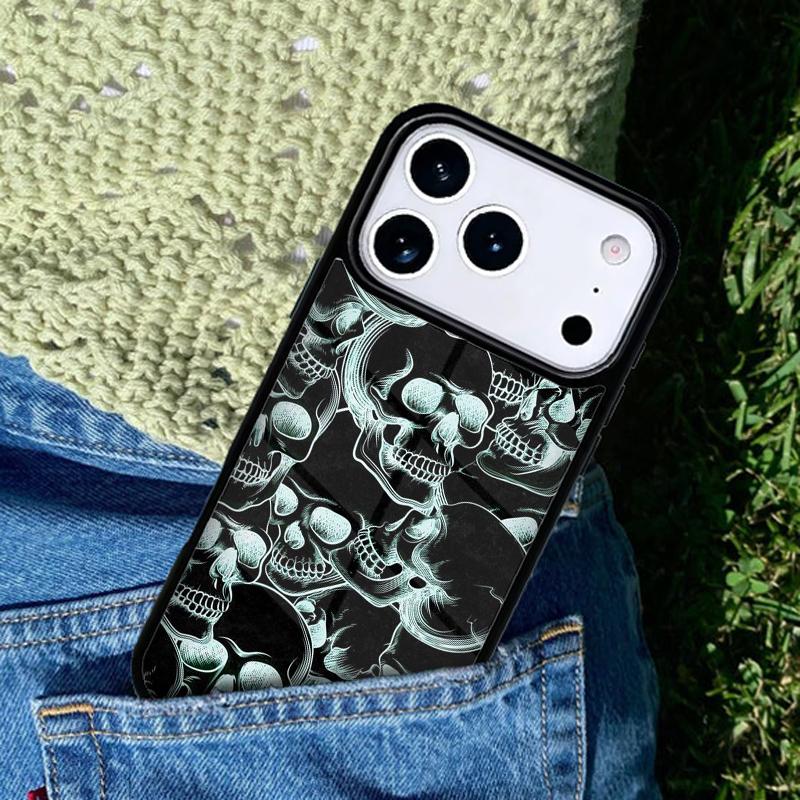 Крутой готический чехол-бампер с черепом для IPhone 11 12 13 14 15 16e 17 Pro Max Coque для IPhone 17 Air