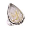 Natural Golden Rutile Gemstone 925 Solid Sterling Silver Jewelry Ring S.6 U0o16