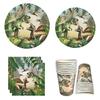 Dinosaur Theme Party Disposable Tableware Cretaceous Dinosaur Paper Plates Napkins Cups Boys Happy Dino Birthday Party Supplies