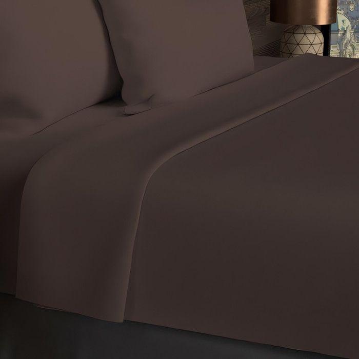 Простыня из хлопка 57 ниток 180х290 см UNI коричневый, Soleil d'ocre