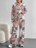 Purple Flower European And American Autumn And Winter Casual Long-Sleeved Suit Women'S Hooded Sweater Trousers Suit
