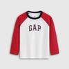 Gap Унисекс детская футболка с принтом логотипа, реглан, с длинным рукавом