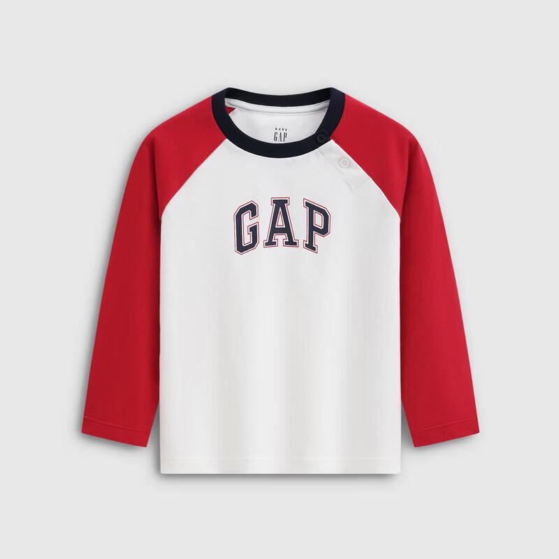 Gap Унисекс детская футболка с принтом логотипа, реглан, с длинным рукавом