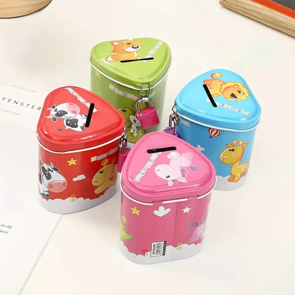 Металлическая копилка в форме сердца с замком, детская копилка из мультфильма, украшение для спальни