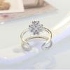 925 Sterling Silver Double Layer Heart Cute Lucky 4 Leaf Clover Opening Rings For Women Jewelry Dropshipping S -R193