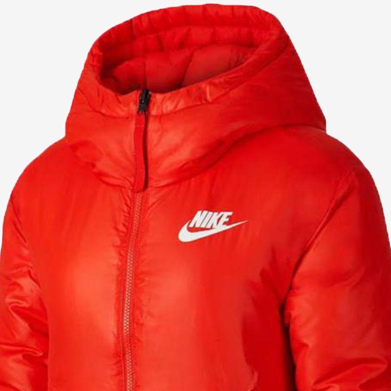 Nike Однотонная двусторонняя хлопковая куртка с капюшоном и принтом логотипа, зимние женские куртки оранжевого цвета CD9044-634