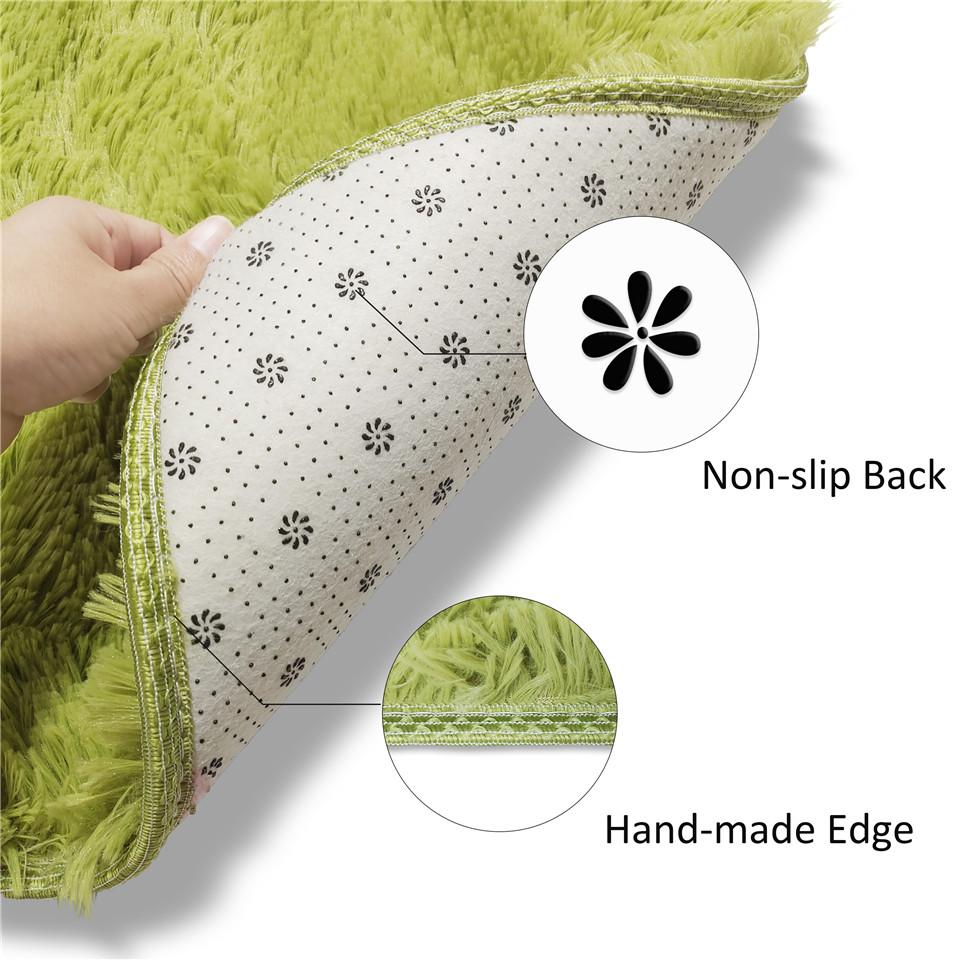 Green Round Shaggy Rug Soft Fluffy Long Hair Floor Mat For Living Room Sofa Chair Bathroom Kids Room Decoration