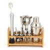 10-предметный набор для коктейлей из нержавеющей стали с бамбуковой подставкой
