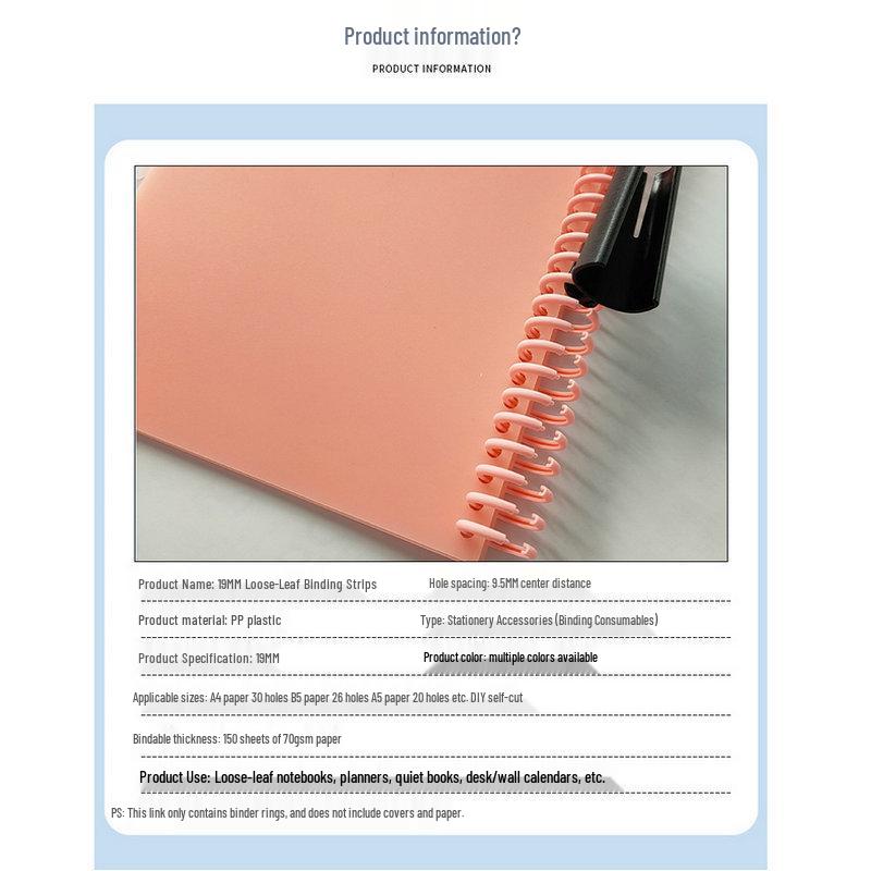19mm 30-Ring A4 Binder, 5-Hole Plastic B5 Clip, Detachable A5-20 Hole Notebook Ring