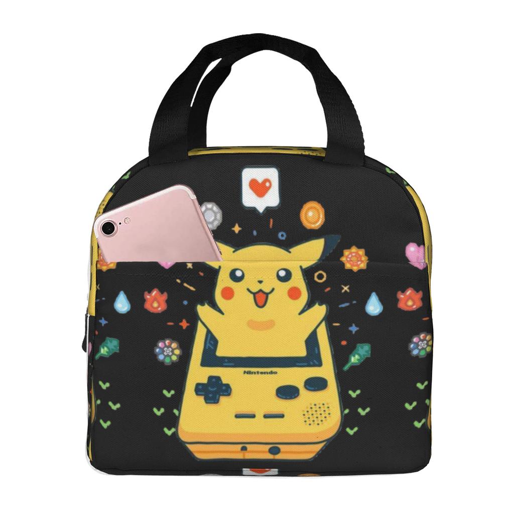 Custom P-Pikachus Portable Lunch Boxes Women Men Multifunction Cartoon Thermal Cooler Food Insulated Lunch Bag School Student
