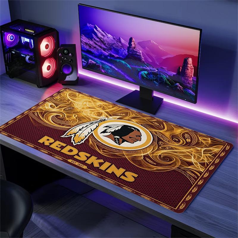 Washington Redskins Logo Color Mouse Pad Large Gaming Table Cushion Non-slip Laptop Tablet Big Mousepad XXL Mat Mini PC Playmat With Lock edge