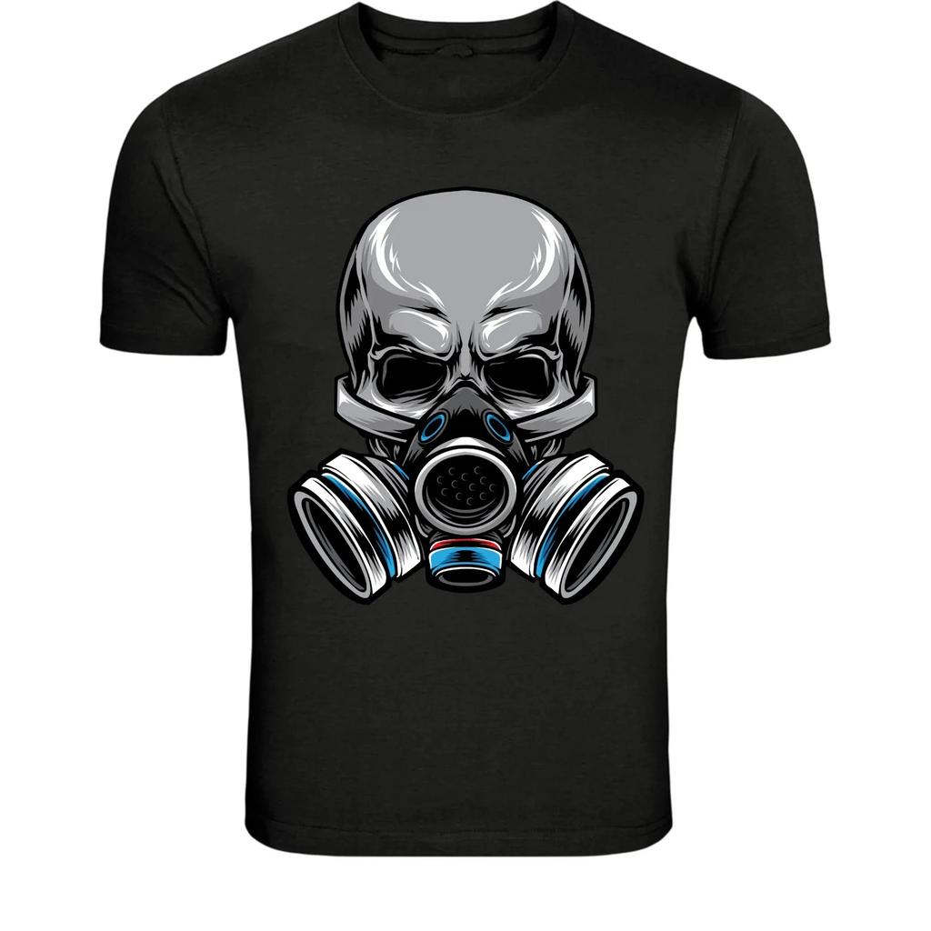 Skull Gas Mask T-Shirt - Dark Apocalypse Skeleton Graphic Tee