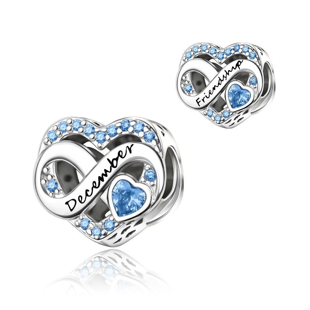 S925 Silver Zodiac Birthstone Fashion Heart Month DIY Beaded Jewelry Making Kit Accessories Set