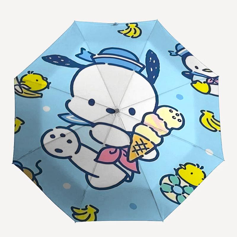1pc Pochacco Ice Cream Cone Umbrella - Automatic Open/Closed Outdoor Umbrella with 8-Bone Iron Frame, Perfect for Fans, Travelers, Daily Use, and Fest