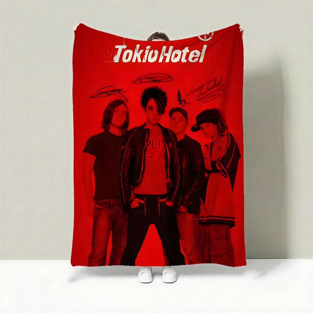 Плед Band T-Tokio Hotel Легкий 240 г Фланелевое одеяло Мягкое, приятное для кожи, для летнего охлаждения