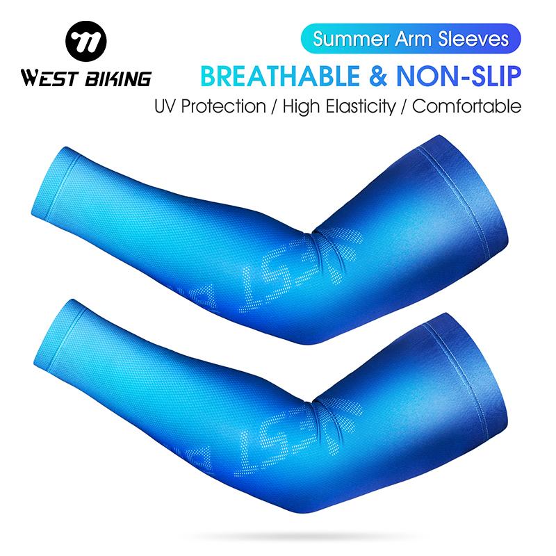 WEST BIKING Anti-UV Cycling Arm Sleeves Summer Sunproof Compression Sleeve Men Women Running Riding Fitness Sport Sleeves