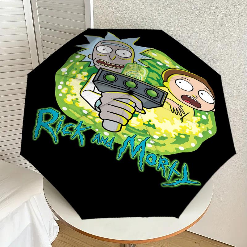 1PC Warner Rick Morty Automatic Open/Close Umbrella with Windproof, 105-Rib Sturdy Canopy, Durable Ribs1322A