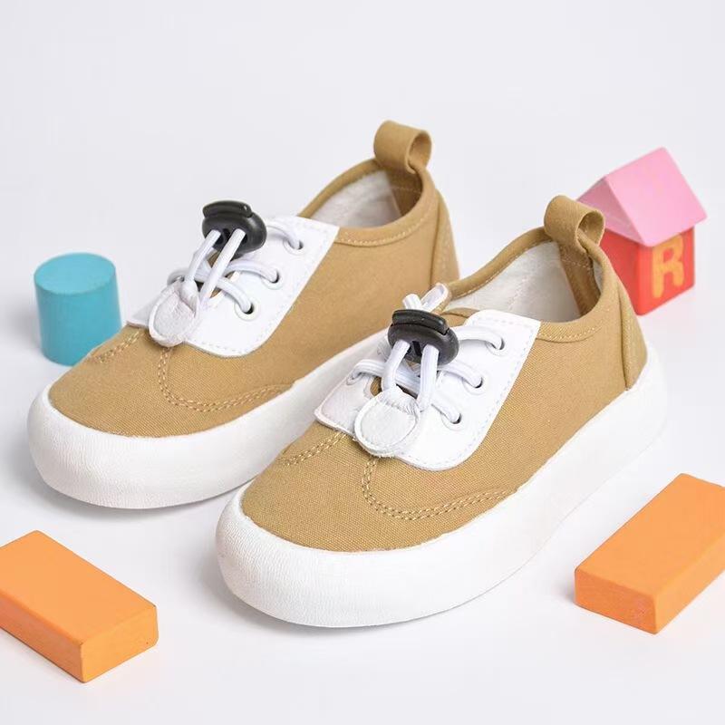 Children Canvas Shoes Spring Newest Lacing Girl'S Canvas Upper Sports Style Shoes Boys&Amp;Girls Soft Bottom Sneakers